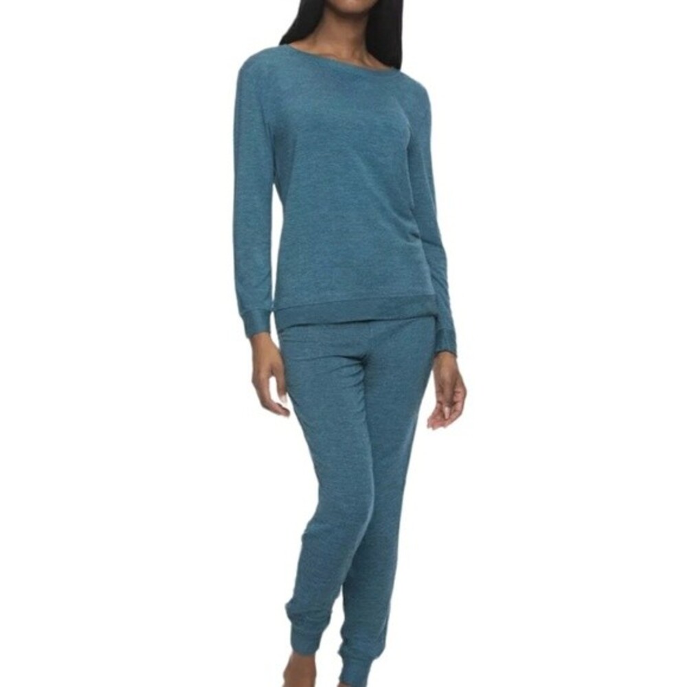 Felina Thermal Jogger Pajama Set Women's Size S Medium Heather Blue Cozy Winter